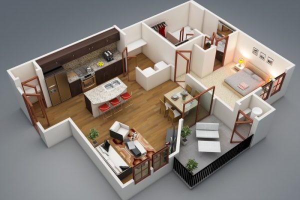 Small one bedroom apartment design