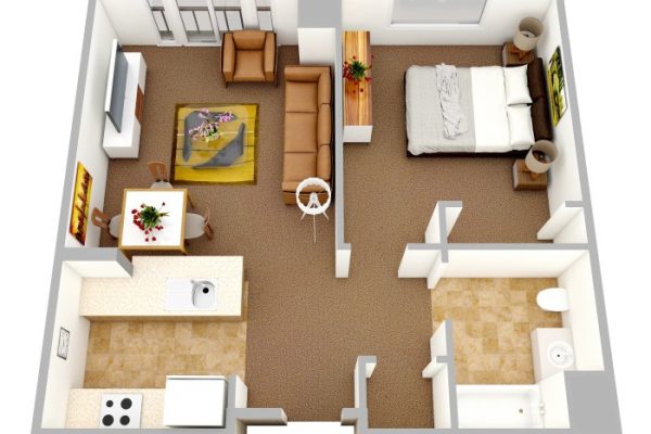 One bedroom apartment design plans