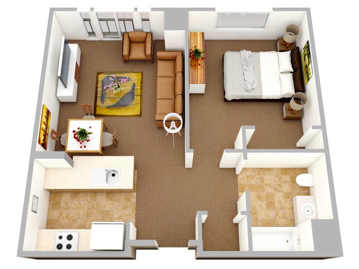 One bedroom apartment design plans