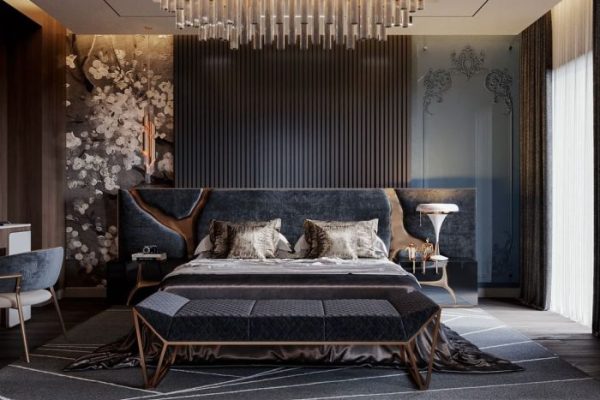 Interior elegant modern luxury bedroom design