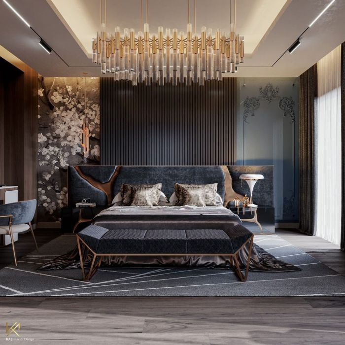 Interior elegant modern luxury bedroom design