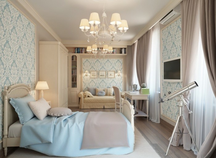 Blue and cream bedroom design