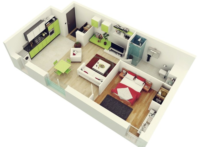 Small one bedroom apartment design