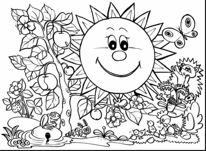 Spring coloring page for kids