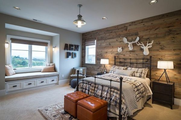 Wooden wall design for bedroom