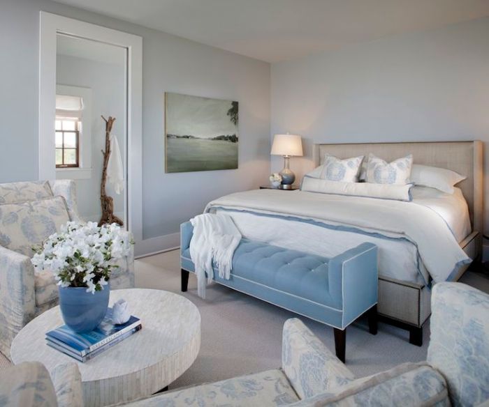 Blue and cream bedroom design