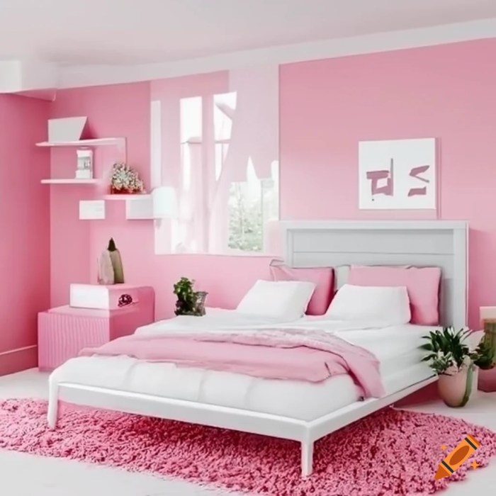 Pink and white bedroom design