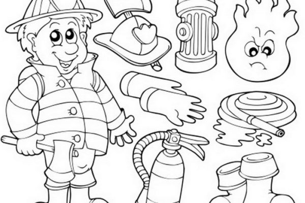 Coloring activity for kids for fire safety