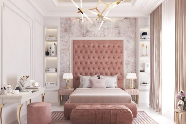 Pink and white bedroom design