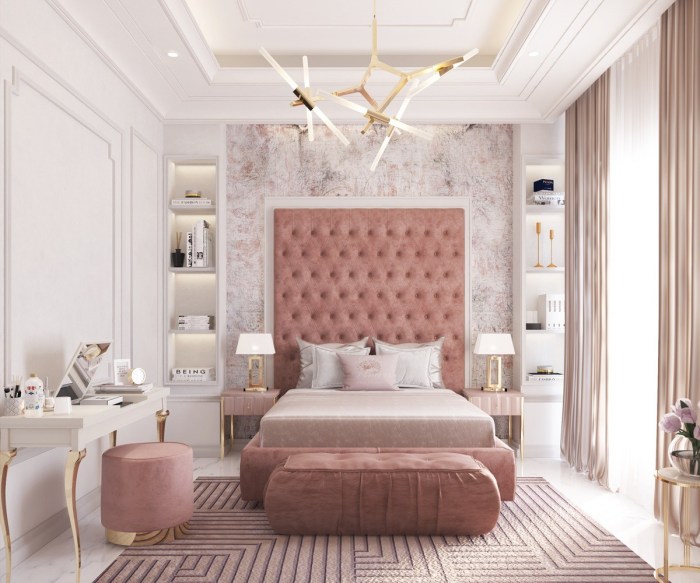 Pink and white bedroom design