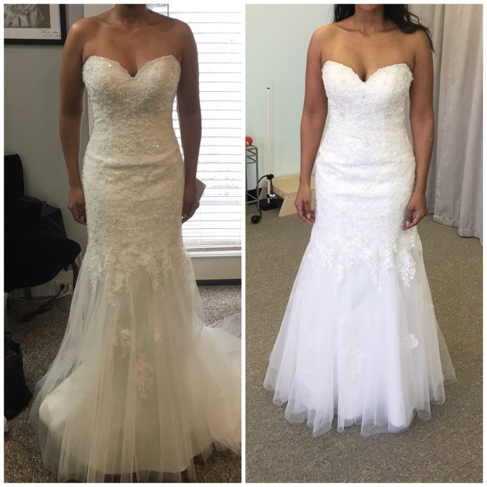 Before and after repurposed wedding dress