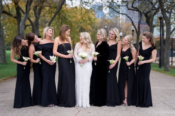 Wedding with different bridesmaid dresses