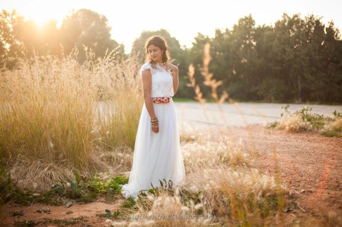 2 piece white wedding dress