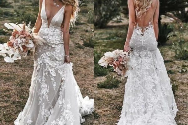 Winter lace wedding dress