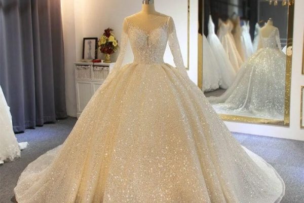 Ball gown wedding dress with sparkles